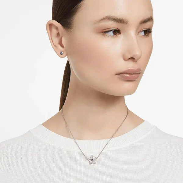 Dây Chuyền Swarovski Stella Pendant Mixed Cuts, Star, Blue, Rhodium Plated 5639186 Màu Bạc/Xanh