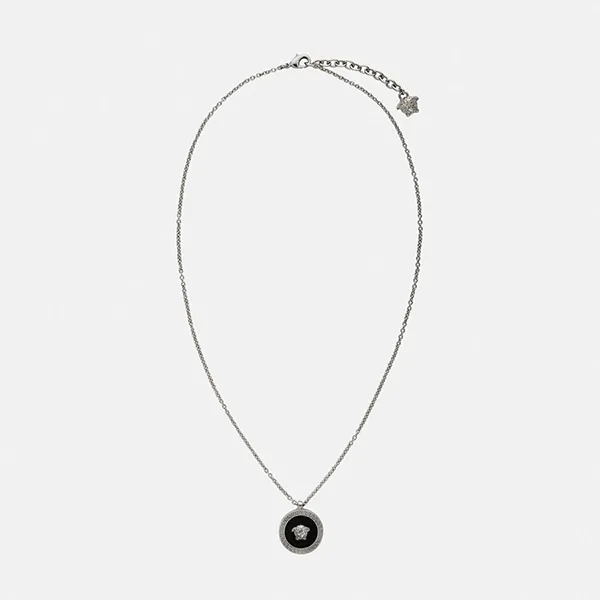 Dây Chuyền Versace Enamel Medusa Necklace DG17255-DJMR_DTU_UNICA_4J750 Màu Bạc Đen