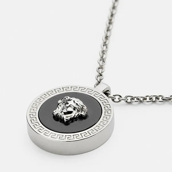 Dây Chuyền Versace Enamel Medusa Necklace DG17255-DJMR_DTU_UNICA_4J750 Màu Bạc Đen
