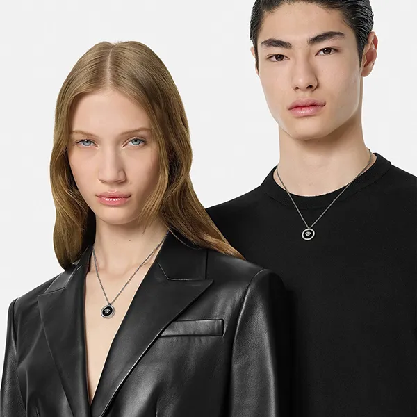 Dây Chuyền Versace Enamel Medusa Necklace DG17255-DJMR_DTU_UNICA_4J750 Màu Bạc Đen