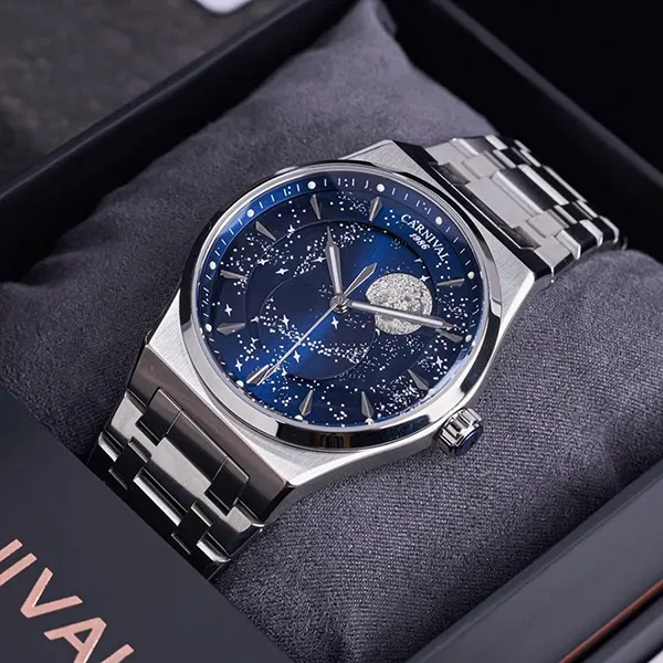 Đồng Hồ Carnival Aquanus Automatic Watch 8182G-VT-X Màu Bạc Xanh