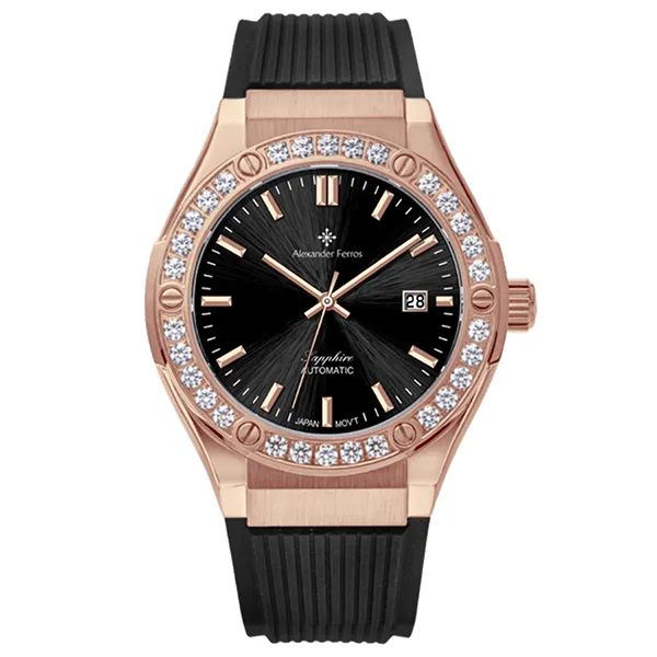 Đồng Hồ Nam Alexander Ferros 6161R-01 Màu Đen - Vàng Hồng