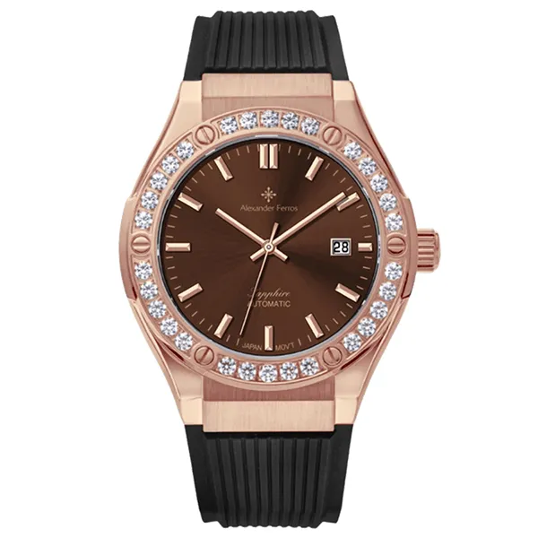 Đồng Hồ Nam Alexander Ferros 6161R-08 Màu Đen - Vàng Hồng