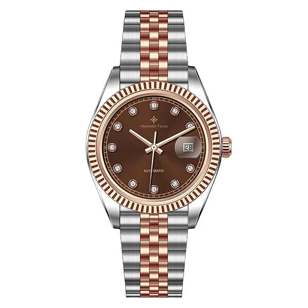 Đồng Hồ Nam Alexander Ferros 8132D/08 Màu Nâu - Bạc