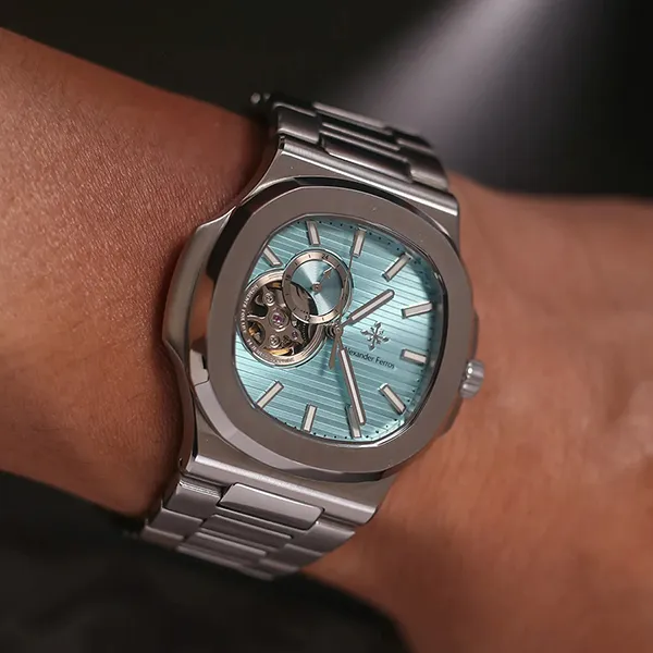 Đồng Hồ Nam Alexander Ferros Automatic 6012S-13 42.5mm Màu Xanh Bạc