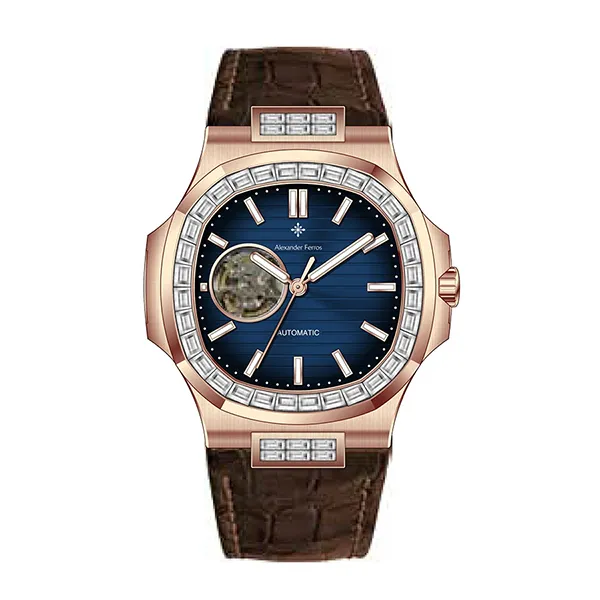 Đồng Hồ Nam Alexander Ferros Automatic 6091R-05 42.5mm Màu Xanh Nâu