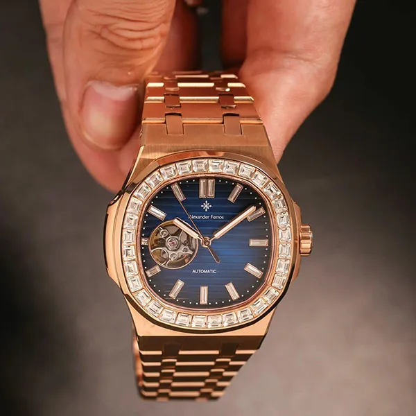 Đồng Hồ Nam Alexander Ferros Automatic 6091R-05 42.5mm Màu Xanh - Vàng Hồng