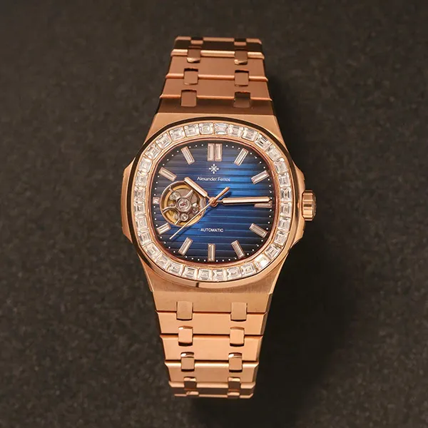 Đồng Hồ Nam Alexander Ferros Automatic 6091R-05 42.5mm Màu Xanh - Vàng Hồng