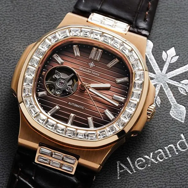 Đồng Hồ Nam Alexander Ferros Automatic 6111R-08 42.5mm Màu Nâu - Vàng Hồng