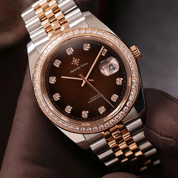 Đồng Hồ Nam Alexander Ferros Automatic 8021D-08 40mm Màu Bạc - Vàng Hồng