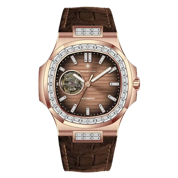 Đồng Hồ Nam Alexander Ferros Automatic Watch 6091R-01 Màu Nâu