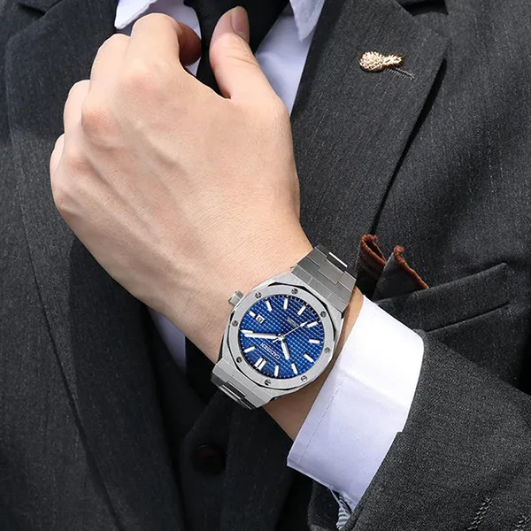 Đồng Hồ Nam Cadisen Casual Mechanical Man Watch C8193G-T1 Màu Bạc/Xanh Dương