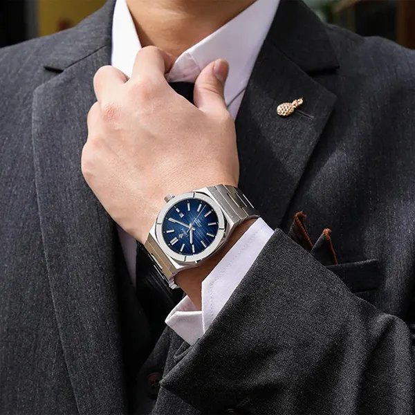 Đồng Hồ Nam Cadisen Casual Mechanical Man Watch C8200G-T1 Màu Bạc/Xanh Dương