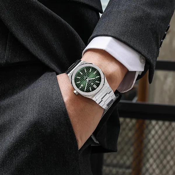 Đồng Hồ Nam Cadisen Casual Mechanical Man Watch C8200G-T3 Màu Bạc/Xanh Lá