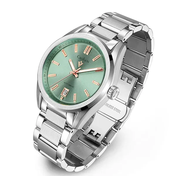 Đồng Hồ Nam Cadisen Casual Mechanical Man Watch C8227G-T2 Màu Bạc/Xanh Lá