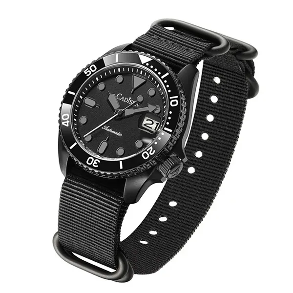 Đồng Hồ Nam Cadisen Diver Mechanical Watch Nylon Black C8220G-S1 Màu Đen