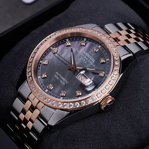 Đồng Hồ Nam Carnival Automatic Watch 8131G2-CH-DK Màu Demi (Bạc - Vàng Hồng)