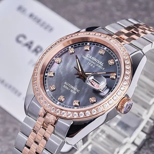 Đồng Hồ Nam Carnival Automatic Watch 8131G2-CH-DK Màu Demi (Bạc - Vàng Hồng)