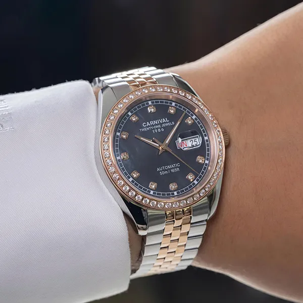 Đồng Hồ Nam Carnival Automatic Watch 8131G2-CH-DK Màu Demi (Bạc - Vàng Hồng)