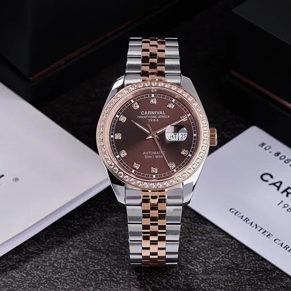 Đồng Hồ Nam Carnival Automatic Watch 8131G2-CH-N Màu Nâu/ Vàng Hồng