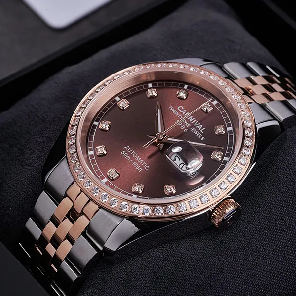 Đồng Hồ Nam Carnival Automatic Watch 8131G2-CH-N Màu Nâu/ Vàng Hồng