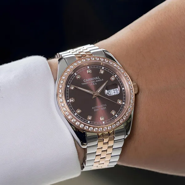 Đồng Hồ Nam Carnival Automatic Watch 8131G2-CH-N Màu Nâu/ Vàng Hồng