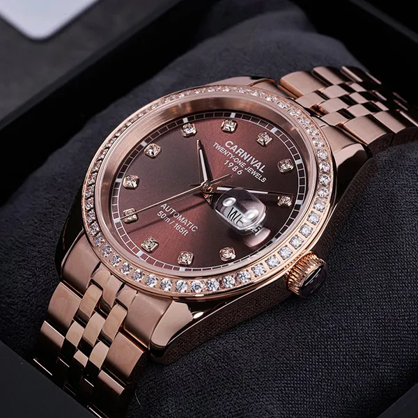 Đồng Hồ Nam Carnival Automatic Watch 8131G2-VH-N Màu Nâu/ Vàng Hồng