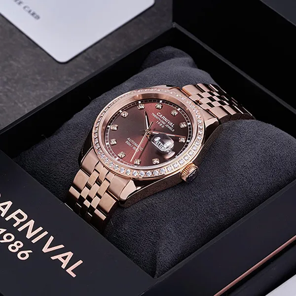 Đồng Hồ Nam Carnival Automatic Watch 8131G2-VH-N Màu Nâu/ Vàng Hồng