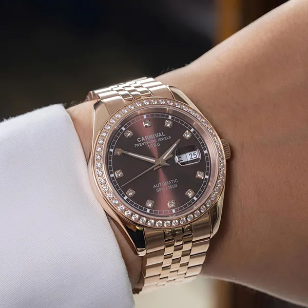 Đồng Hồ Nam Carnival Automatic Watch 8131G2-VH-N Màu Nâu/ Vàng Hồng