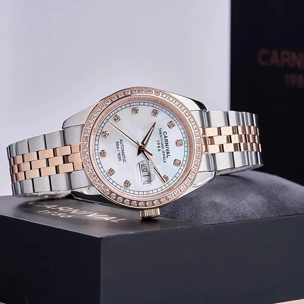 Đồng Hồ Nam Carnival Automatic Watch 8131G2-CH-TK Màu Demi (Bạc - Vàng Hồng)