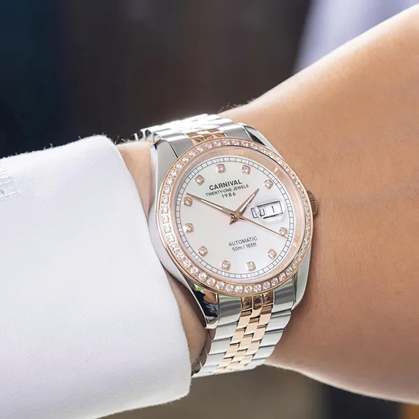 Đồng Hồ Nam Carnival Automatic Watch 8131G2-CH-TK Màu Demi (Bạc - Vàng Hồng)