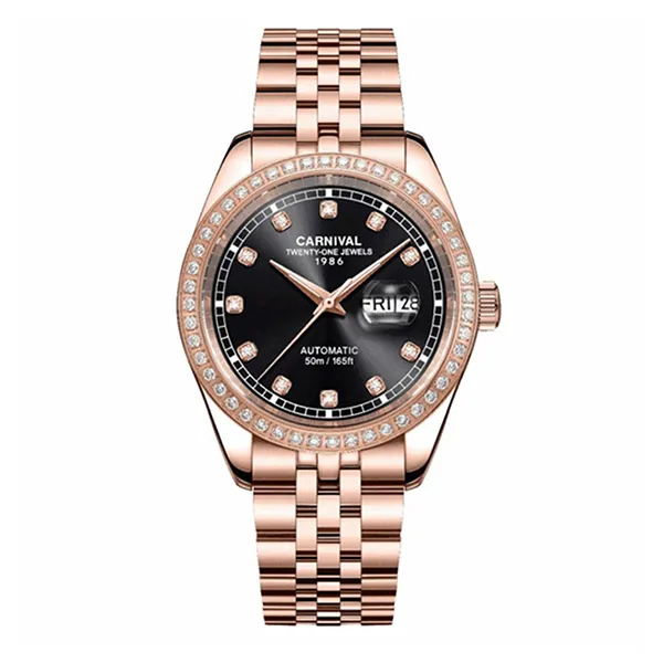 Đồng Hồ Nam Carnival Automatic Watch 8131G2-VH-D Màu Đen/ Vàng Hồng