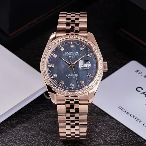 Đồng Hồ Nam Carnival Automatic Watch 8131G2-VH-DK Màu Vàng Hồng