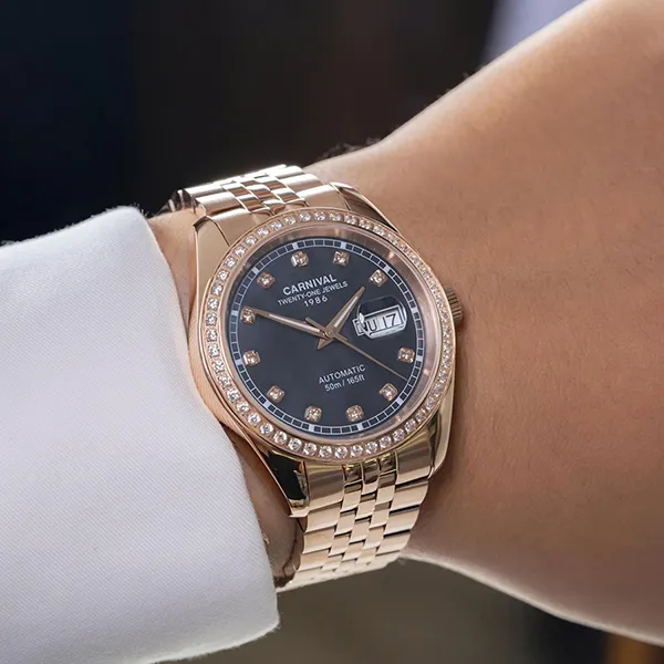 Đồng Hồ Nam Carnival Automatic Watch 8131G2-VH-DK Màu Vàng Hồng