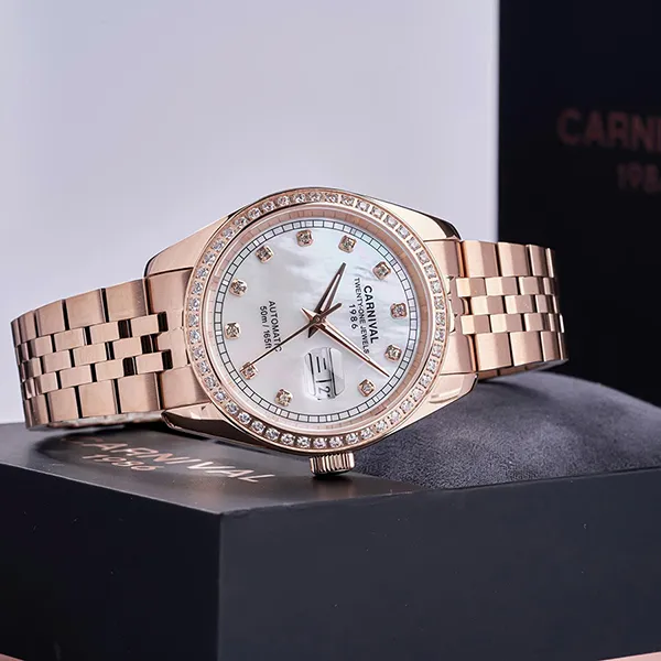 Đồng Hồ Nam Carnival Automatic Watch 8131G2-VH-TK Màu Trắng/ Vàng Hồng