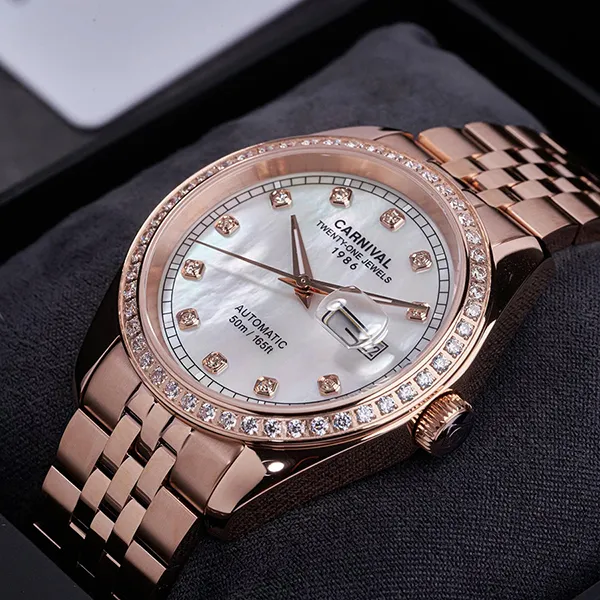 Đồng Hồ Nam Carnival Automatic Watch 8131G2-VH-TK Màu Trắng/ Vàng Hồng