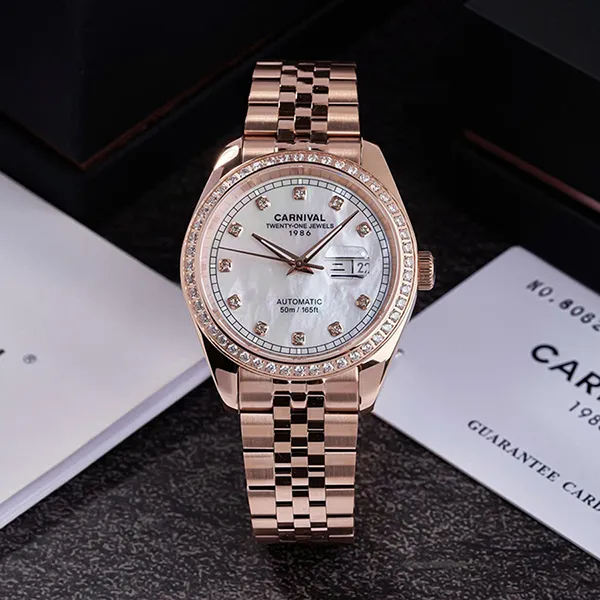 Đồng Hồ Nam Carnival Automatic Watch 8131G2-VH-TK Màu Trắng/ Vàng Hồng