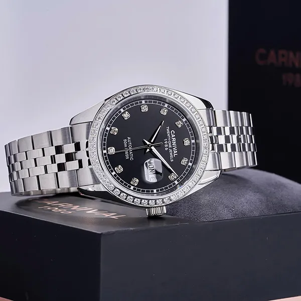 Đồng Hồ Nam Carnival Automatic Watch 8131G2-VT-D Màu Bạc Đen