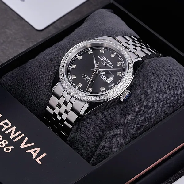 Đồng Hồ Nam Carnival Automatic Watch 8131G2-VT-D Màu Bạc Đen