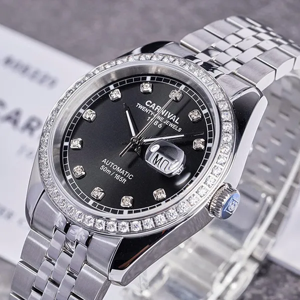 Đồng Hồ Nam Carnival Automatic Watch 8131G2-VT-D Màu Bạc Đen