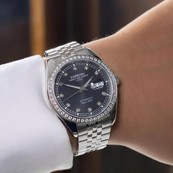 Đồng Hồ Nam Carnival Automatic Watch 8131G2-VT-D Màu Bạc Đen