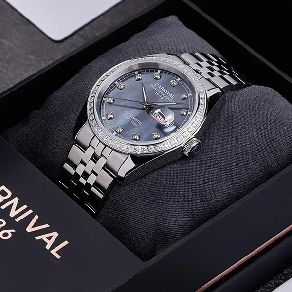 Đồng Hồ Nam Carnival Automatic Watch 8131G2-VT-DK Màu Bạc Đen