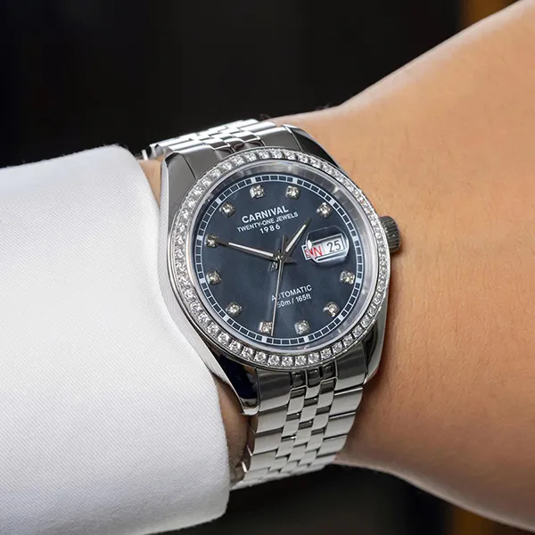 Đồng Hồ Nam Carnival Automatic Watch 8131G2-VT-DK Màu Bạc Đen
