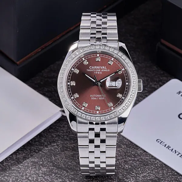 Đồng Hồ Nam Carnival Automatic Watch 8131G2-VT-N Màu Bạc Nâu