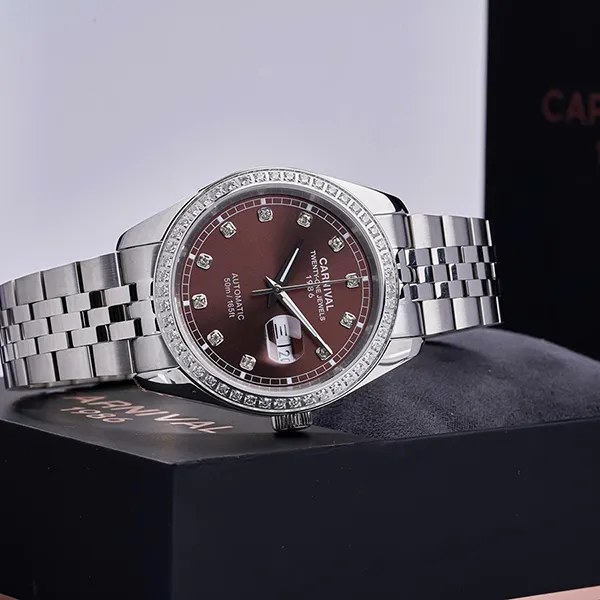Đồng Hồ Nam Carnival Automatic Watch 8131G2-VT-N Màu Bạc Nâu