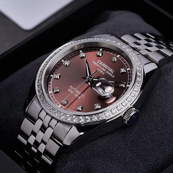 Đồng Hồ Nam Carnival Automatic Watch 8131G2-VT-N Màu Bạc Nâu