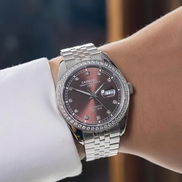 Đồng Hồ Nam Carnival Automatic Watch 8131G2-VT-N Màu Bạc Nâu