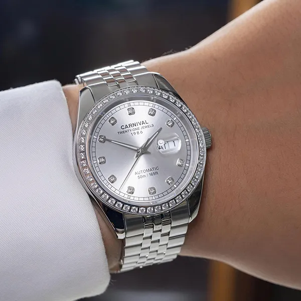 Đồng Hồ Nam Carnival Automatic Watch 8131G2-VT-T Màu Bạc