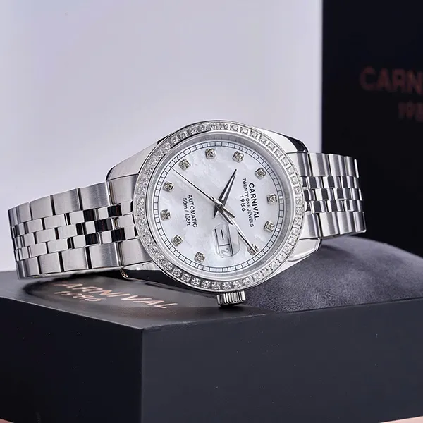 Đồng Hồ Nam Carnival Automatic Watch 8131G2-VT-TK Màu Bạc Trắng