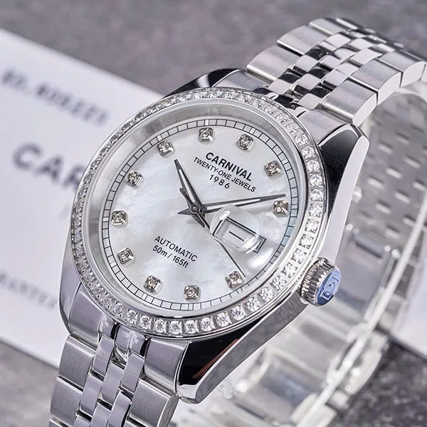 Đồng Hồ Nam Carnival Automatic Watch 8131G2-VT-TK Màu Bạc Trắng